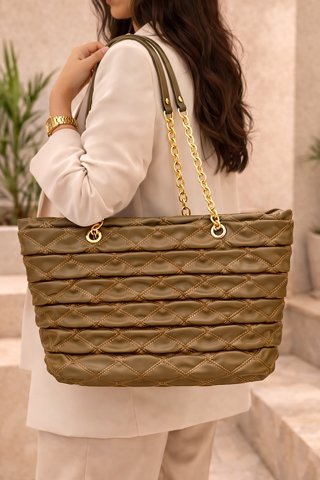 The Padded Olive Shopper